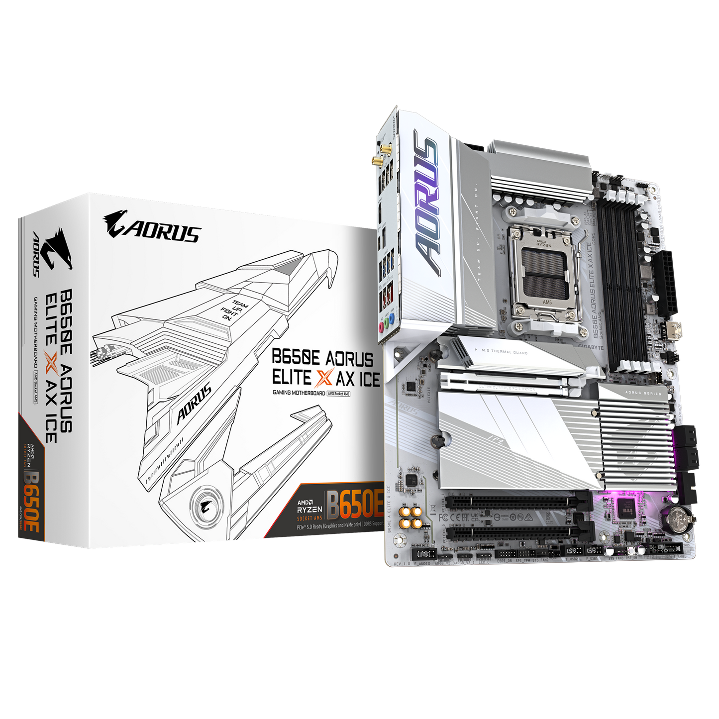 Tarjeta Madre Gigabyte B650e A Elite X Ice / Socket Am5 Amd / Ddr5 8000 Mt/s / Wifi6 / Bt 5.3 / Atx