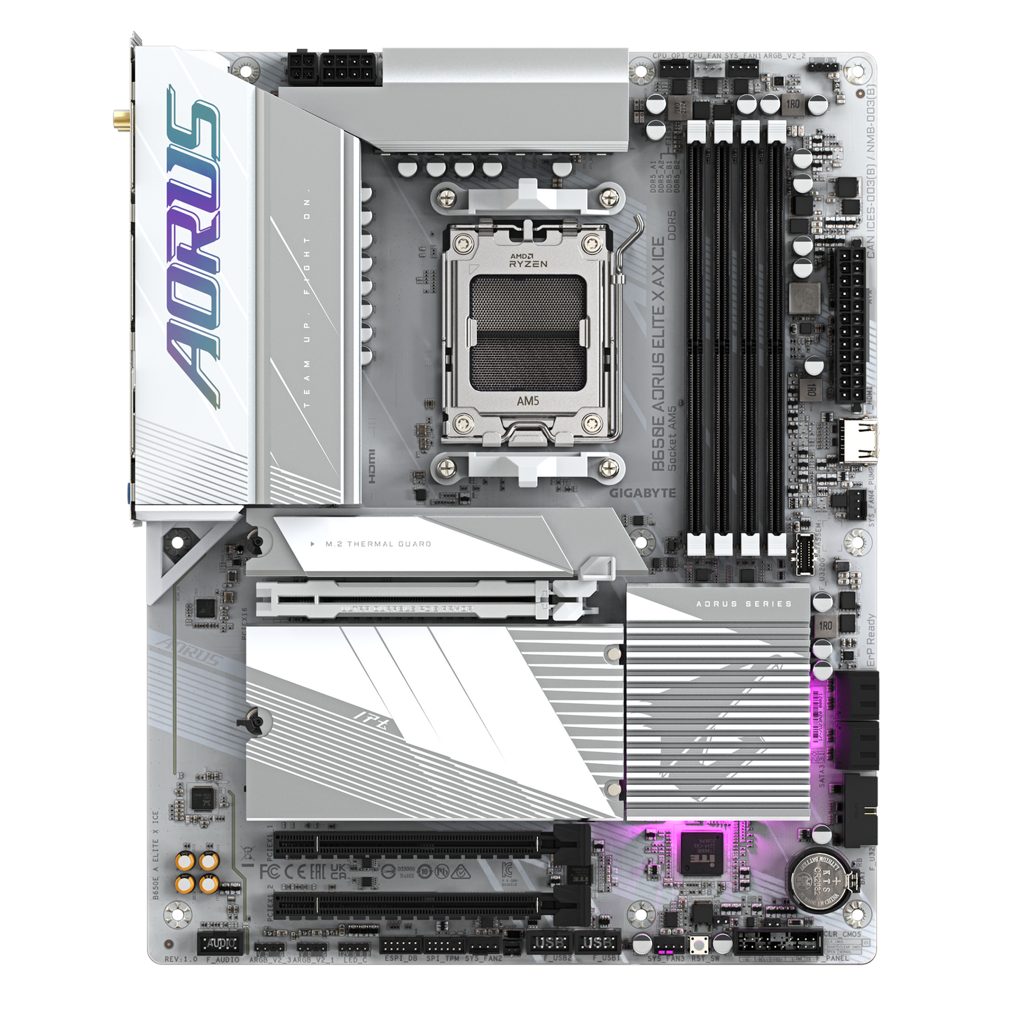 Tarjeta Madre Gigabyte B650e A Elite X Ice / Socket Am5 Amd / Ddr5 8000 Mt/s / Wifi6 / Bt 5.3 / Atx