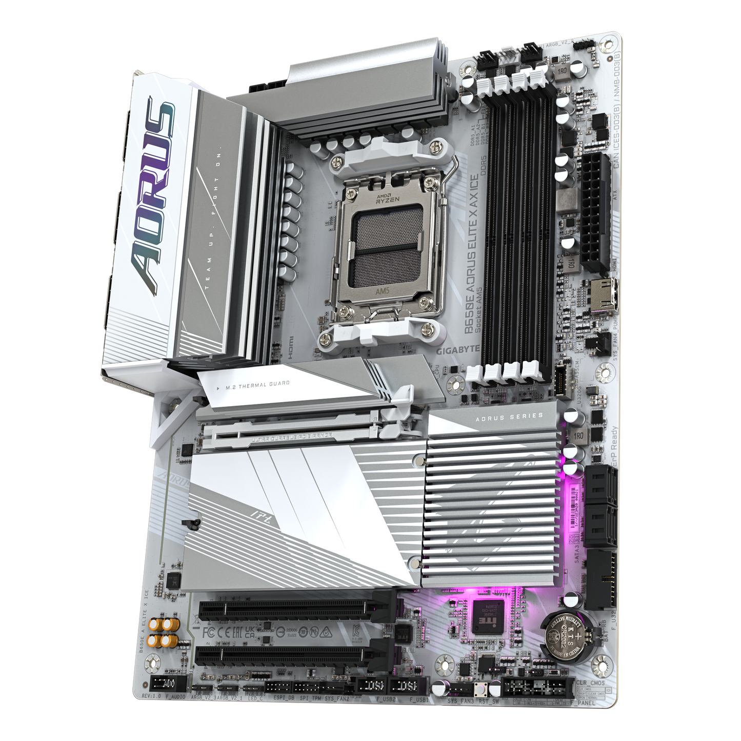 Tarjeta Madre Gigabyte B650e A Elite X Ice / Socket Am5 Amd / Ddr5 8000 Mt/s / Wifi6 / Bt 5.3 / Atx