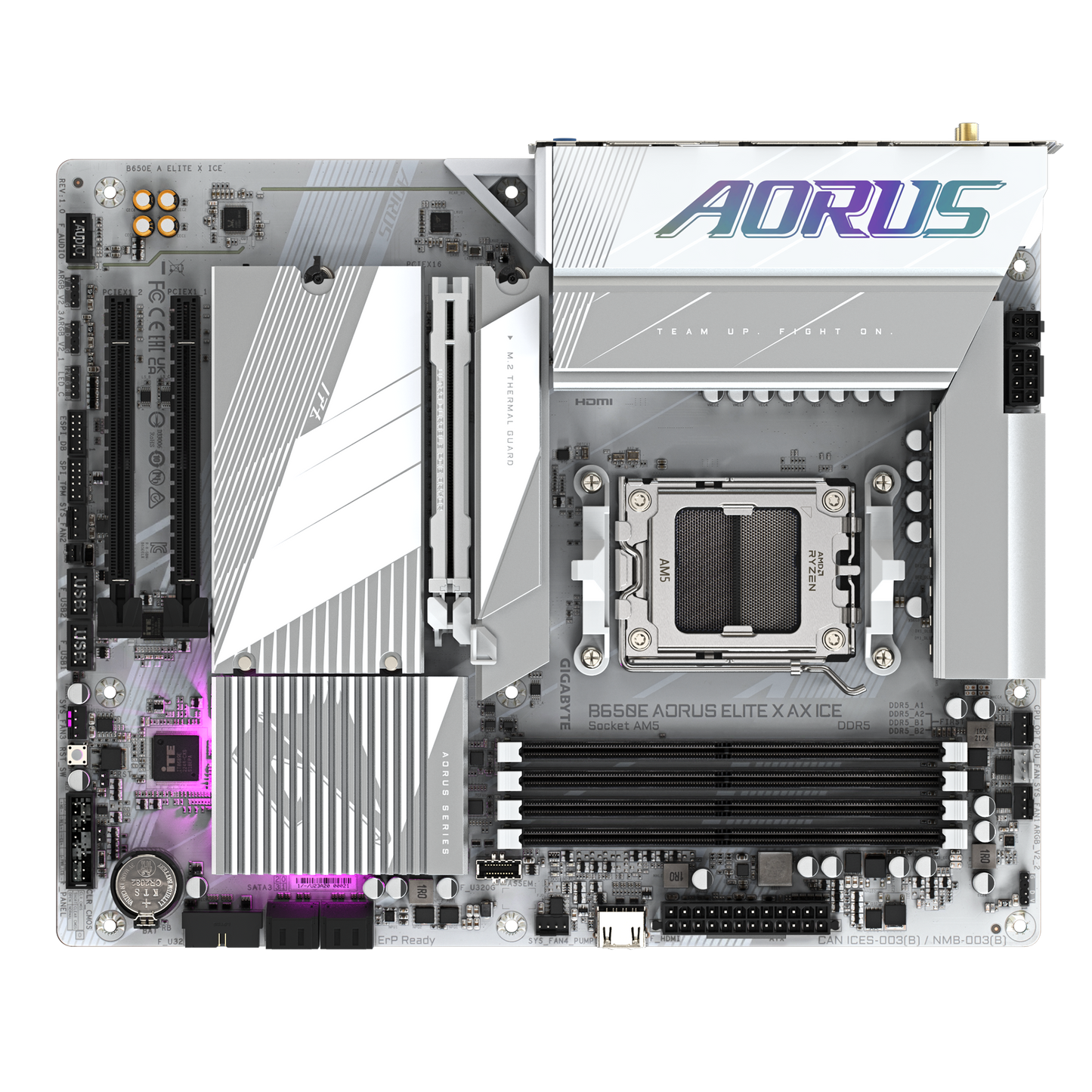 Tarjeta Madre Gigabyte B650e A Elite X Ice / Socket Am5 Amd / Ddr5 8000 Mt/s / Wifi6 / Bt 5.3 / Atx