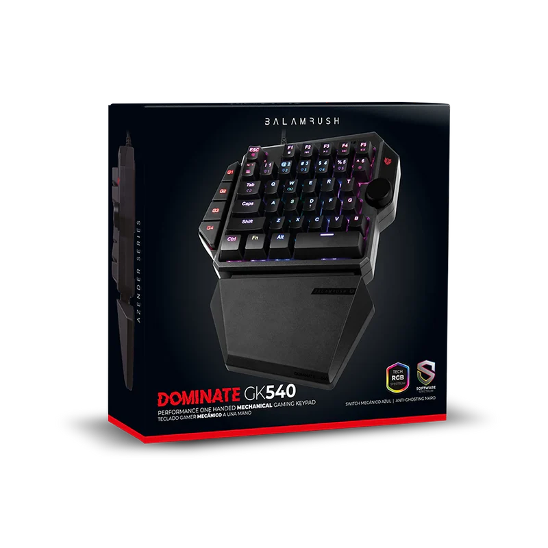 Teclado Gamer Balam Rush Dominate Gk540 / Alambrico Usb / Iluminacion Rgb / Multimedia / Mecanico A Una Mano / EspaÑol / 39 Teclas / Negro / Br-932721