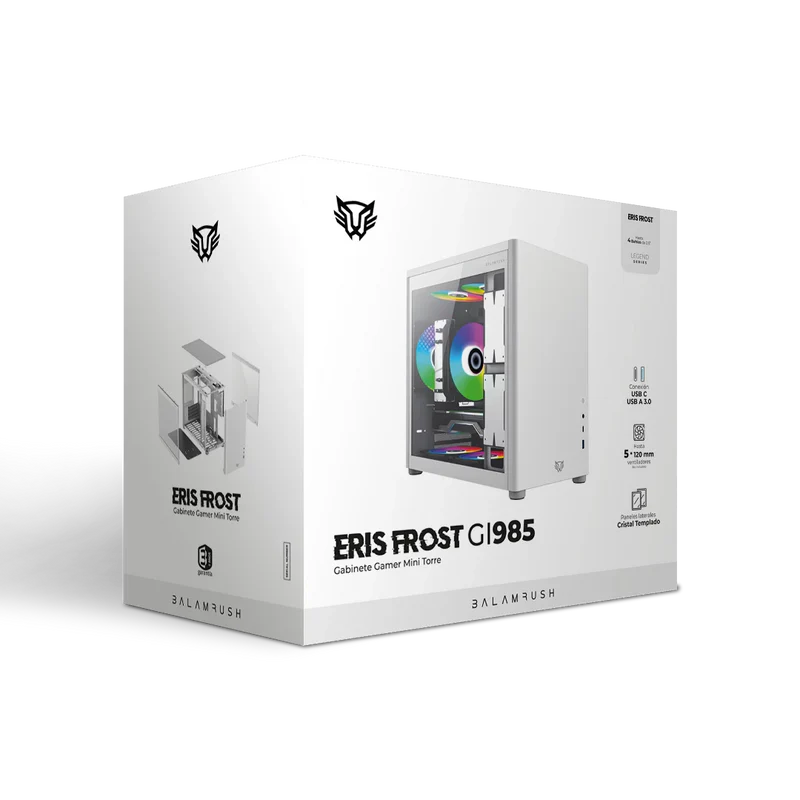 Gabinete Balam Rush Eris Frost Gi985/ Micro Torre / Micro Atx, Mini-itx / Panel Cristal Templado/ Metal/ Blanco/ Br-935647