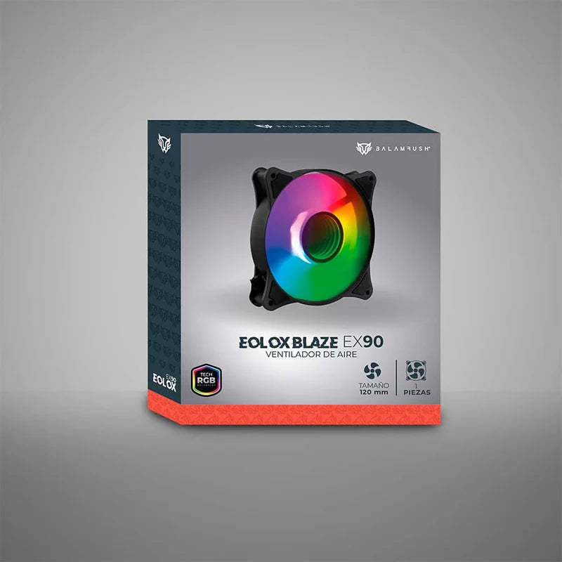 Ventilador De Aire Gamer Balam Rush Eolox Blaze Ex90 / Flujo De Aire 35.37 Cfm / 120 X 25 Mm / Silencioso 22.5 Db / Velocidad 1200 Rpm / Pines 3 Macho Y Hembra / Aura Rgb / Ngro / Br-938020