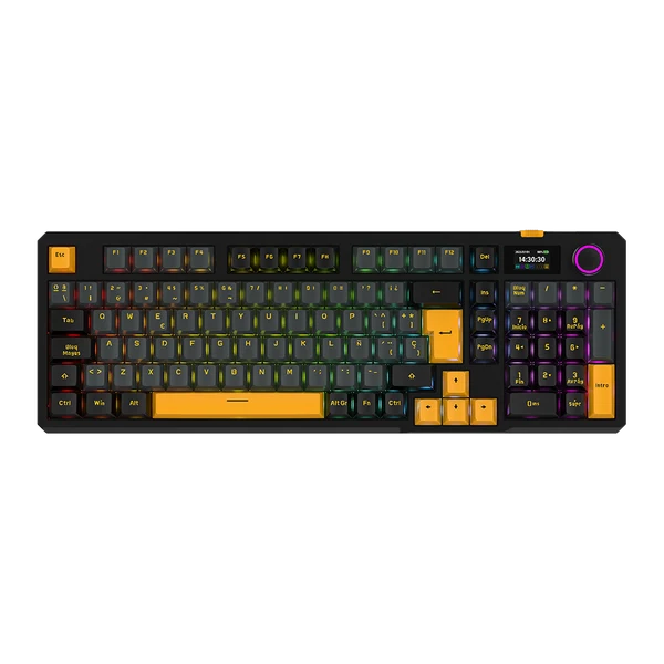 Teclado Gamer Balam Rush Defeat Level Gk3 / Inalambrico / Mecanico Gasket / EspaÑol / Iluminacion Rgb / Pantalla Inteligente Ips 1.14 Pulg / Smart Knob / Qwerty / Negro / Br-942492
