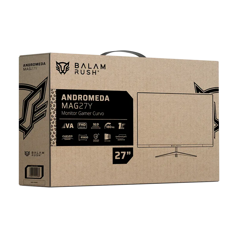 Monitor Gamer Balam Rush Andromeda Mag27y / Curvo / 27 Pulg / Va / Full Hd / 180 Hz / 1 Ms / R1800 / Vesa 100 / Rgb / Overclock 200 Hz / Freesync / Flicker Free / Low Blue Light / Negro / Br-942980