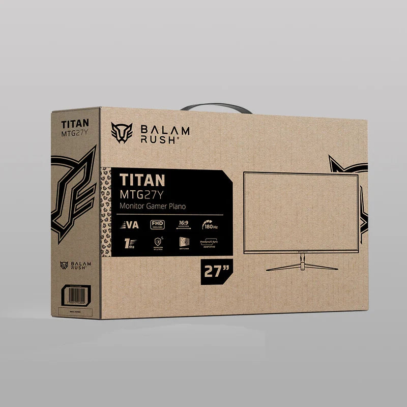 Monitor Gamer Balam Rush Titan Mtg27y / 27 Pul / Plano / 180 Hz / Fhd / Iluminacion Rgb / 1 Ms / Hdmi Dp Tipo C Audio Dc / Freesync/g-sync / Negro / Br-943000