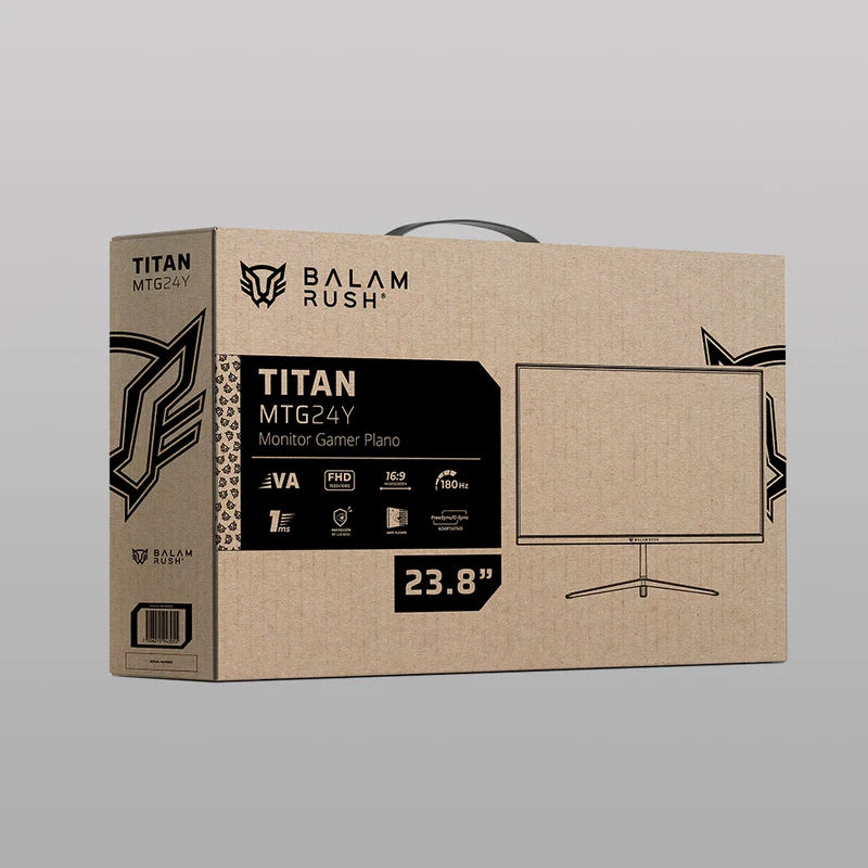 Monitor Gamer Balam Rush Titan Mtg24y / 23.8 Pul / Plano / 180 Hz / Fhd / 1 Ms / Hdmi Dp Tipo C Audio Dc / Freesync/g-sync / Negro / Br-943055