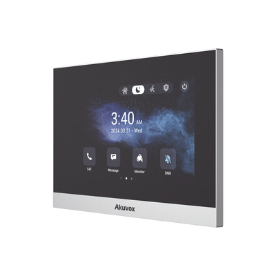 Monitor ANDROID / Soporta APP Android / Pantalla Touch Screen LCD 7" / WiFi / Punto WIFI / Bluetooth / PoE / SIP / 8 Entradas de Alarma / 1 Salida de Relé / Comunicación con App de Familiares / Administración 100 % en la Nube