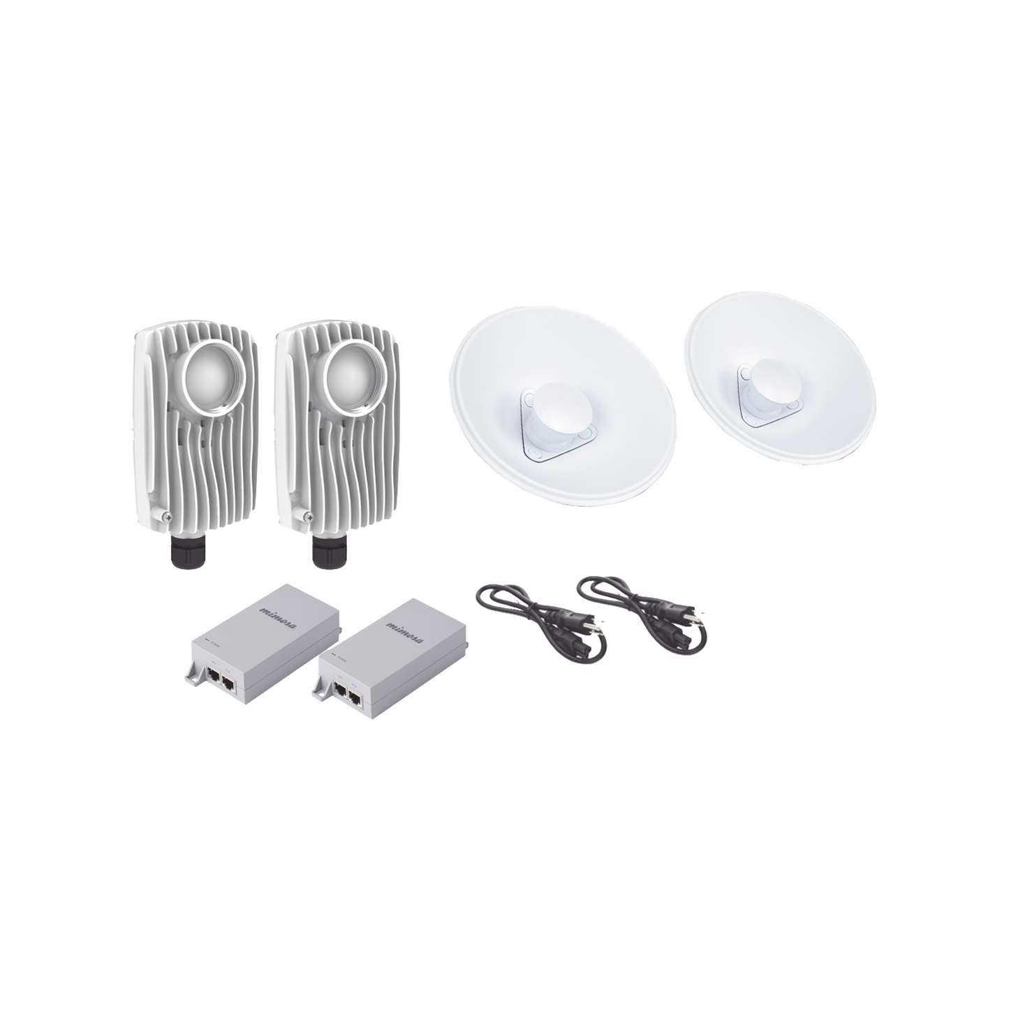 Kit de 2 radios C6X con 2 antenas de (20 dBi), rango de frecuencia extendida (5.1 a 6.4 GHz), incluye inyector POE, cable de alimentación y 2 FLEXIMOUNT-XL para alineación, distancia de hasta 3 km