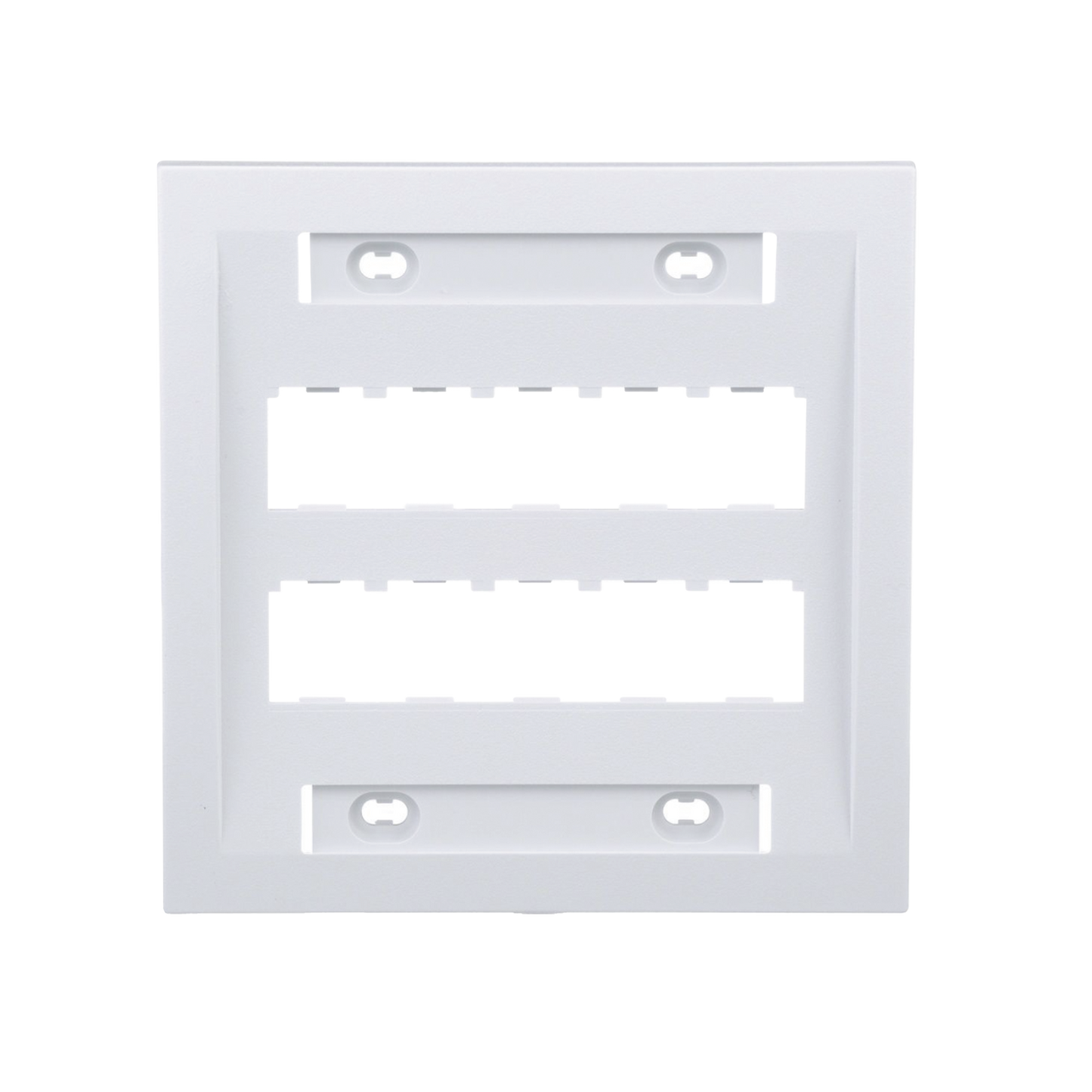 Placa de Pared Vertical Ejecutiva, Salida Para 10 Puertos Mini-Com, Con Espacios Para Etiquetas, Color Blanco