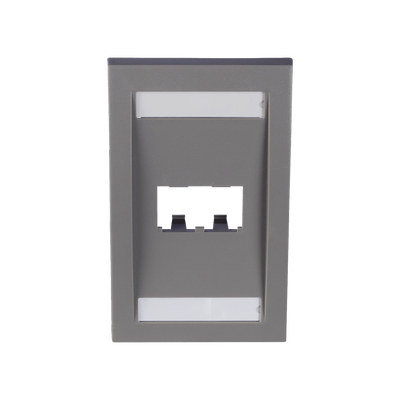 Placa De Pared Vertical Ejecutiva, Salida Para 2 Puertos Mini-com, Con Espacios Para Etiquetas, Color Gris