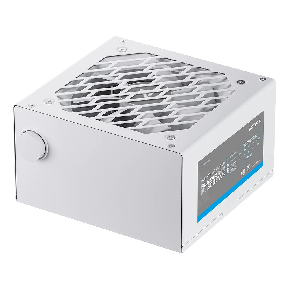 Fuente De Poder Acteck Blazar Evo Ft500ew / Atx / 500 W / No Modular / Ventilador 120 Mm / Switch De Voltaje / Blanco / Es-05001ew