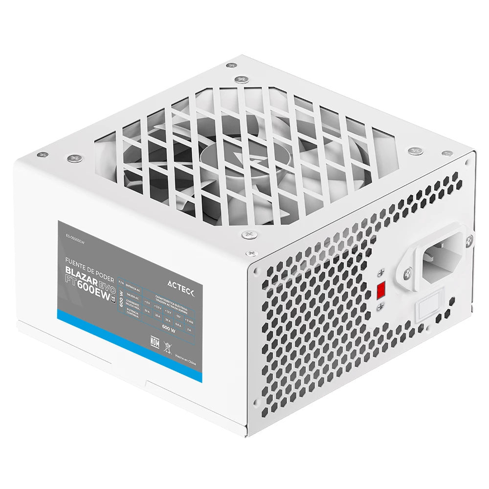 Fuente De Poder Acteck Blazar Evo Ft500ew / Atx / 500 W / No Modular / Ventilador 120 Mm / Switch De Voltaje / Blanco / Es-05001ew