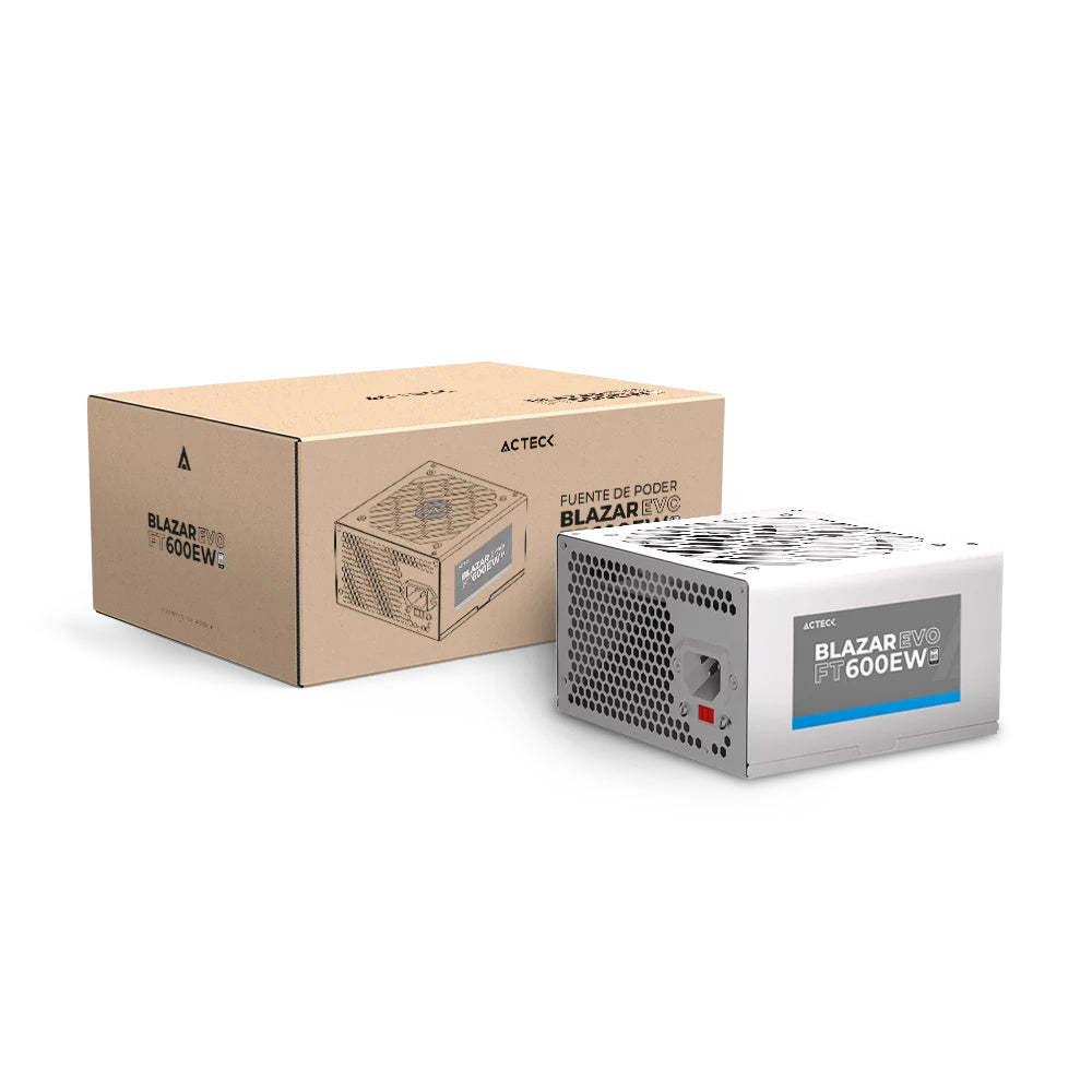 Fuente De Poder Acteck Blazar Evo Ft600ew/ Atx / 600 W / No Modular / Ventilador 120 Mm / Blanco / Es-05003ew
