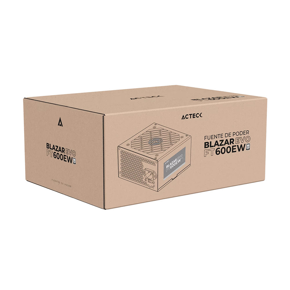 Fuente De Poder Acteck Blazar Evo Ft600ew/ Atx / 600 W / No Modular / Ventilador 120 Mm / Blanco / Es-05003ew