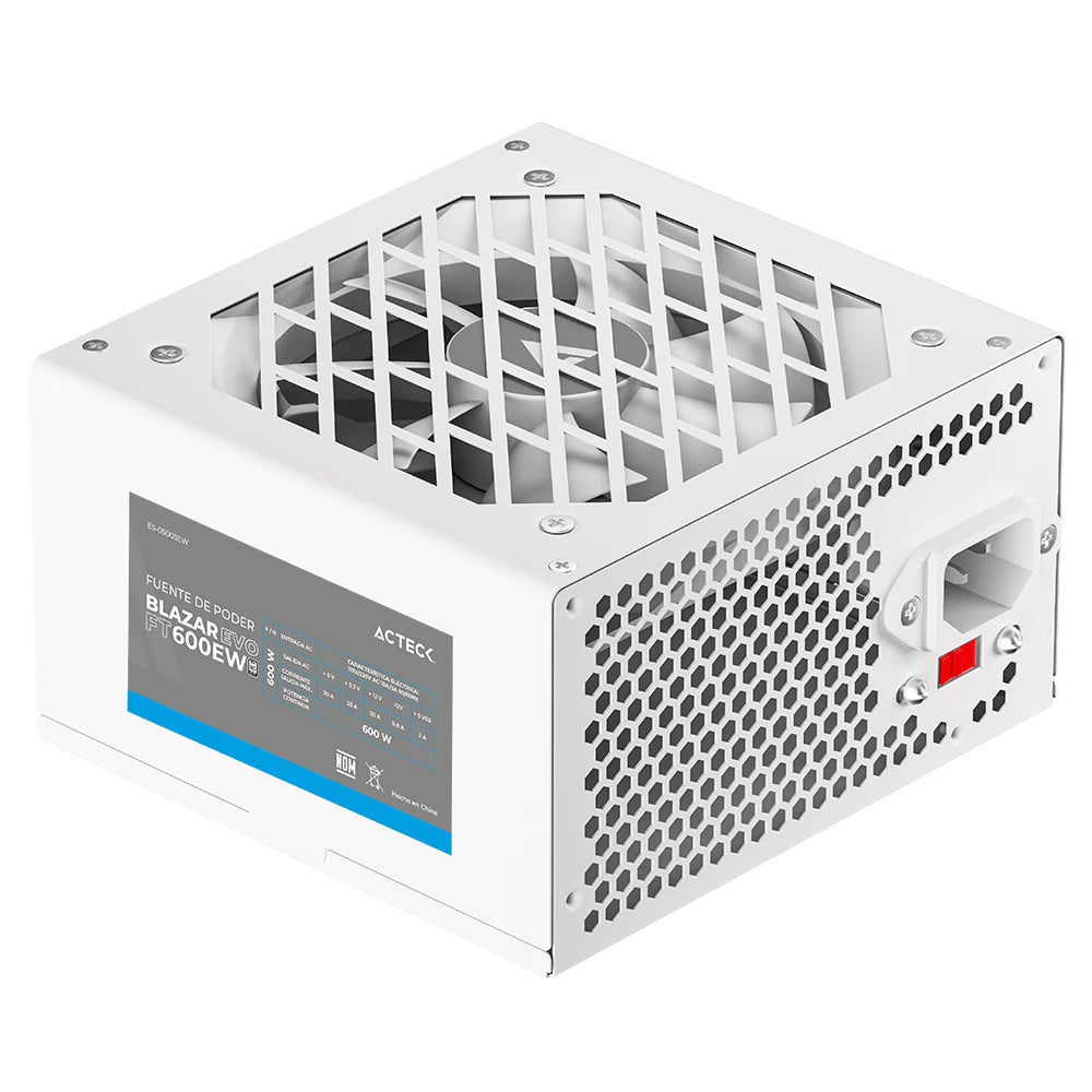 Fuente De Poder Acteck Blazar Evo Ft600ew/ Atx / 600 W / No Modular / Ventilador 120 Mm / Blanco / Es-05003ew
