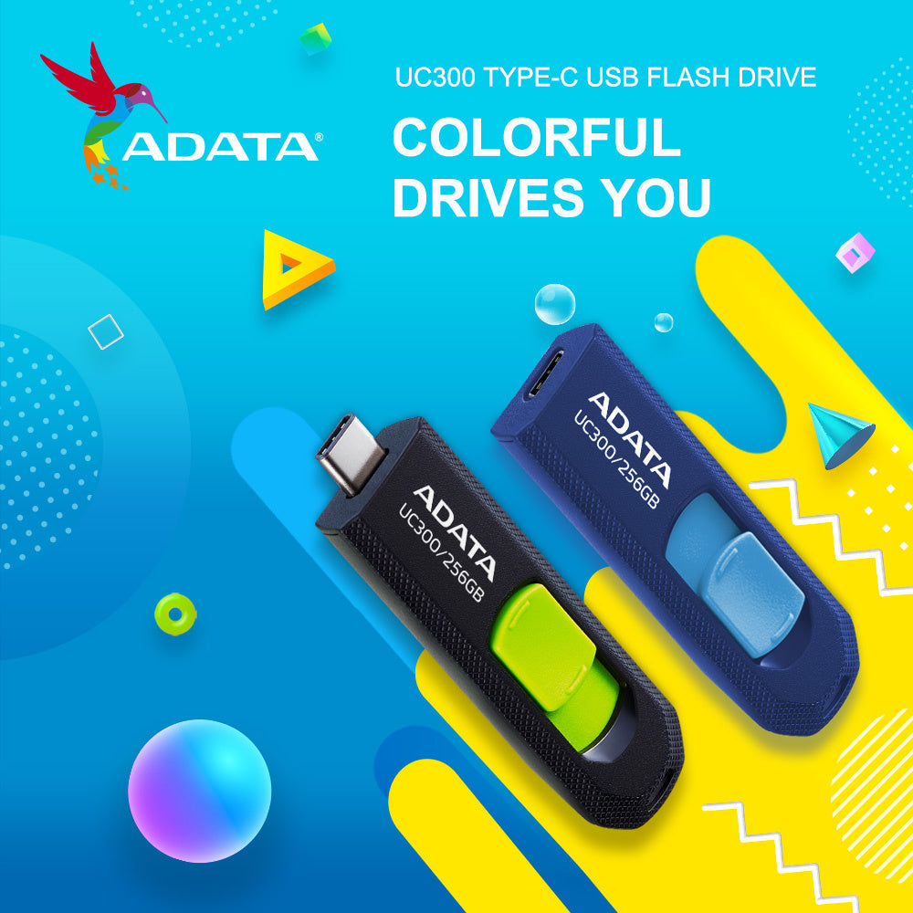 Memoria Adata 32gb Usb Tipo C Uc300 Retractil Negro Verde (acho-uc300-32g-rbk/gn)