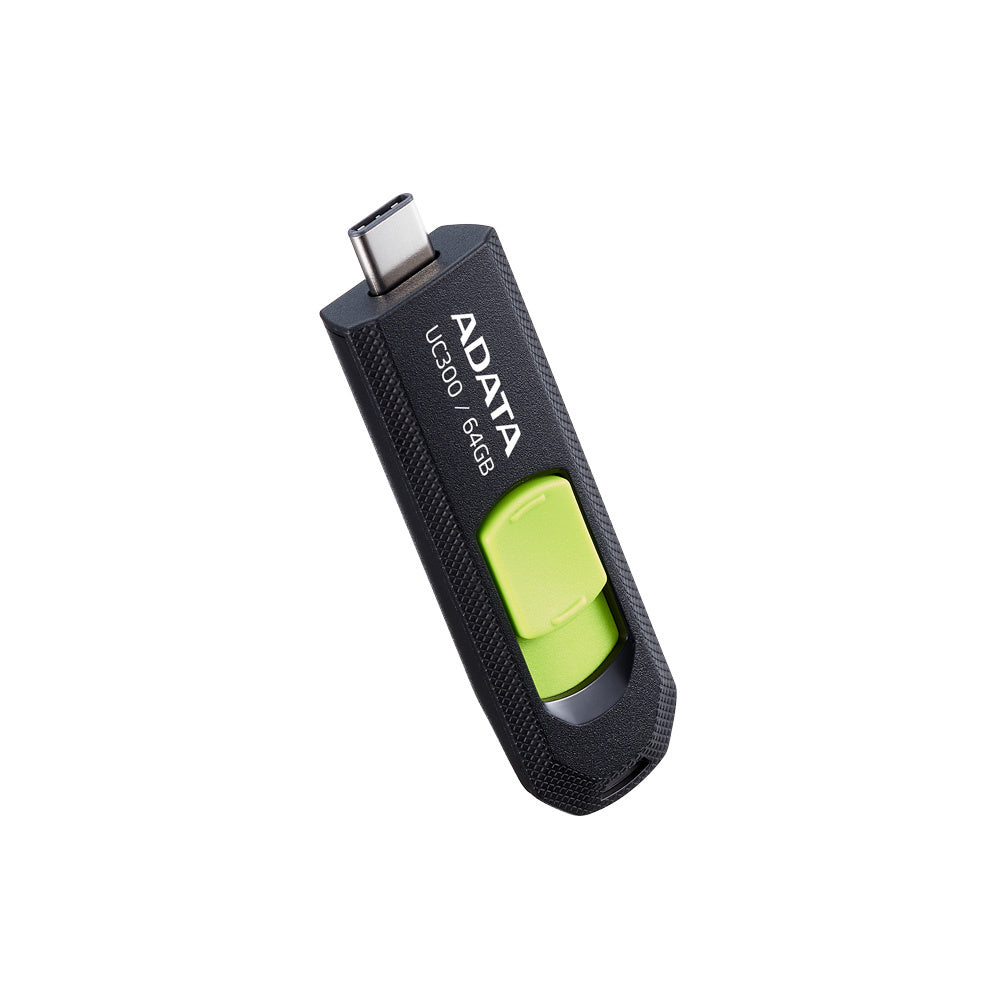 Memoria Adata 64gb Usb Tipo C Uc300 Retractil Negro Verde (acho-uc300-64g-rbk/gn)