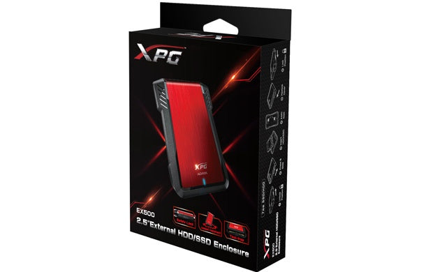 Carcasa Xpg Ex500 Para Discos Duros/ssd 2.5 Pulgadas 7mm/9.5mm Sata3/usb3.2 Case Pc Color Rojo (aex500u3-crd)