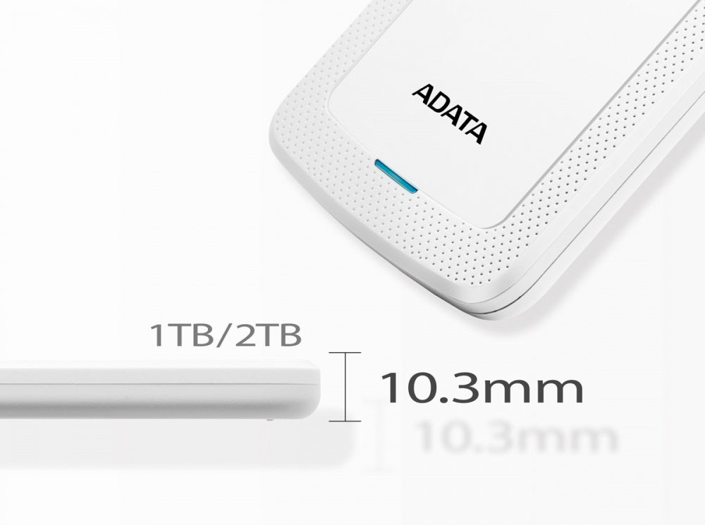 Disco Duro Externo Adata Hv300 1tb Portatil 2.5 Usb 3.2 Windows Mac Linux Dashdrive Slim Color Blanco (ahv300-1tu31-cwh)