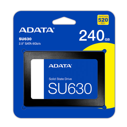 Unidad De Estado Solido Ssd Interno Adata Su630 240gb 2.5 Sata3 Lect.520 Escrit.450 Mbs 7mm Pc Laptop Minipc Sin Bracket 3dnand