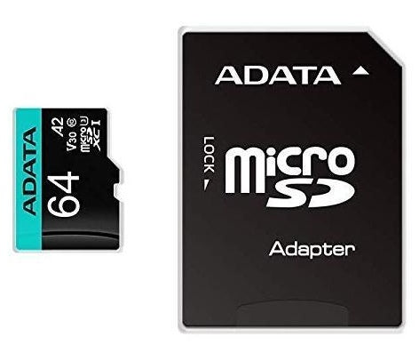 Memoria Adata Micro Sdxc/sdhc 64gb Uhs-i 100mb/80mb Clase 10 V30 A2 C/adaptador (ausdx64gui3v30sa2-ra1)