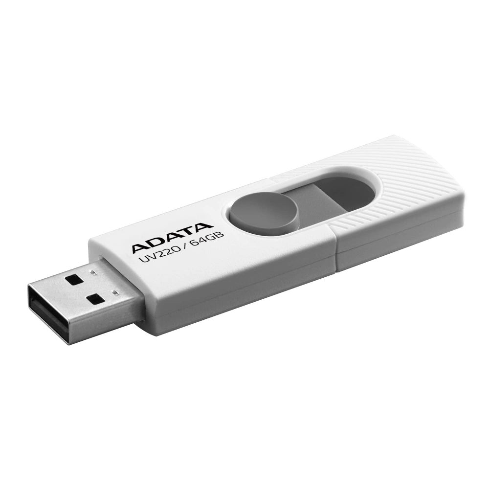 Memoria Adata 64gb Usb 2.0 Uv220 Retractil Blanco-gris (auv220-64g-rwhgy)