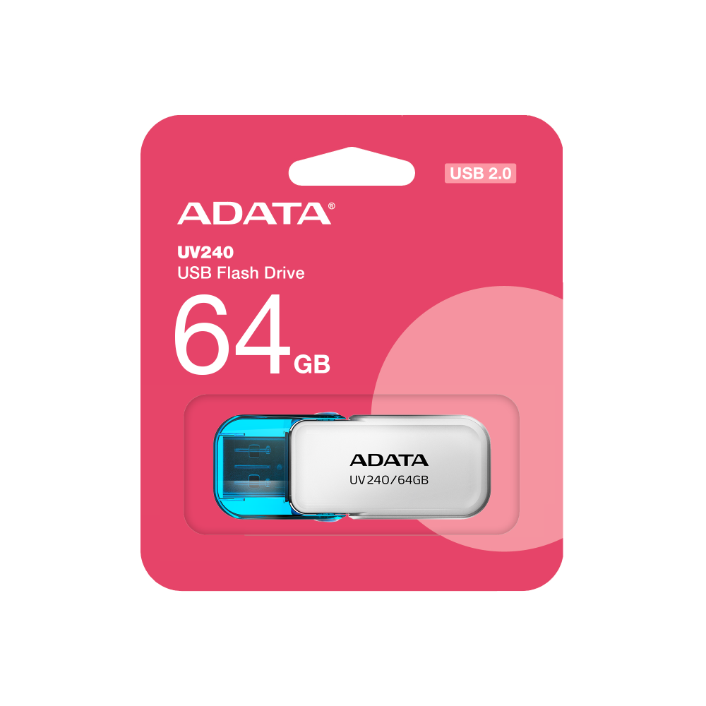 Memoria Adata 64gb Usb 2.0 Uv240 Blanco- Azul (auv240-64g-rwh)