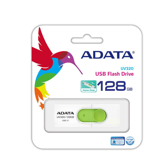 Memoria Adata 128gb Usb 3.2 Uv320 Retractil Blanco-verde (auv320-128g-rwhgn)
