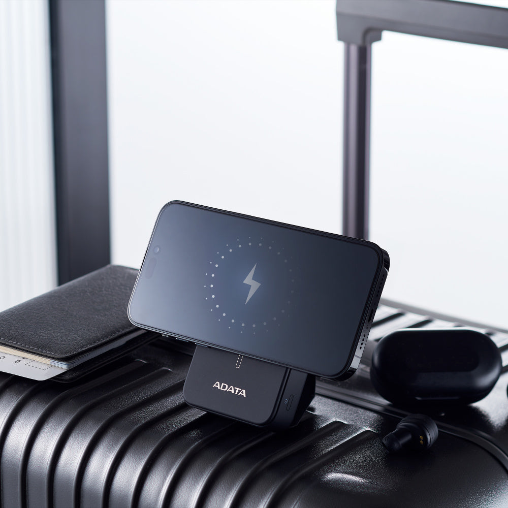 Bateria De Respaldo Adata Power Bank MagnÉtico Pr100 10000 Mah / Usb-c / Carga InalÁmbrica / Negro (pr100-12bk)
