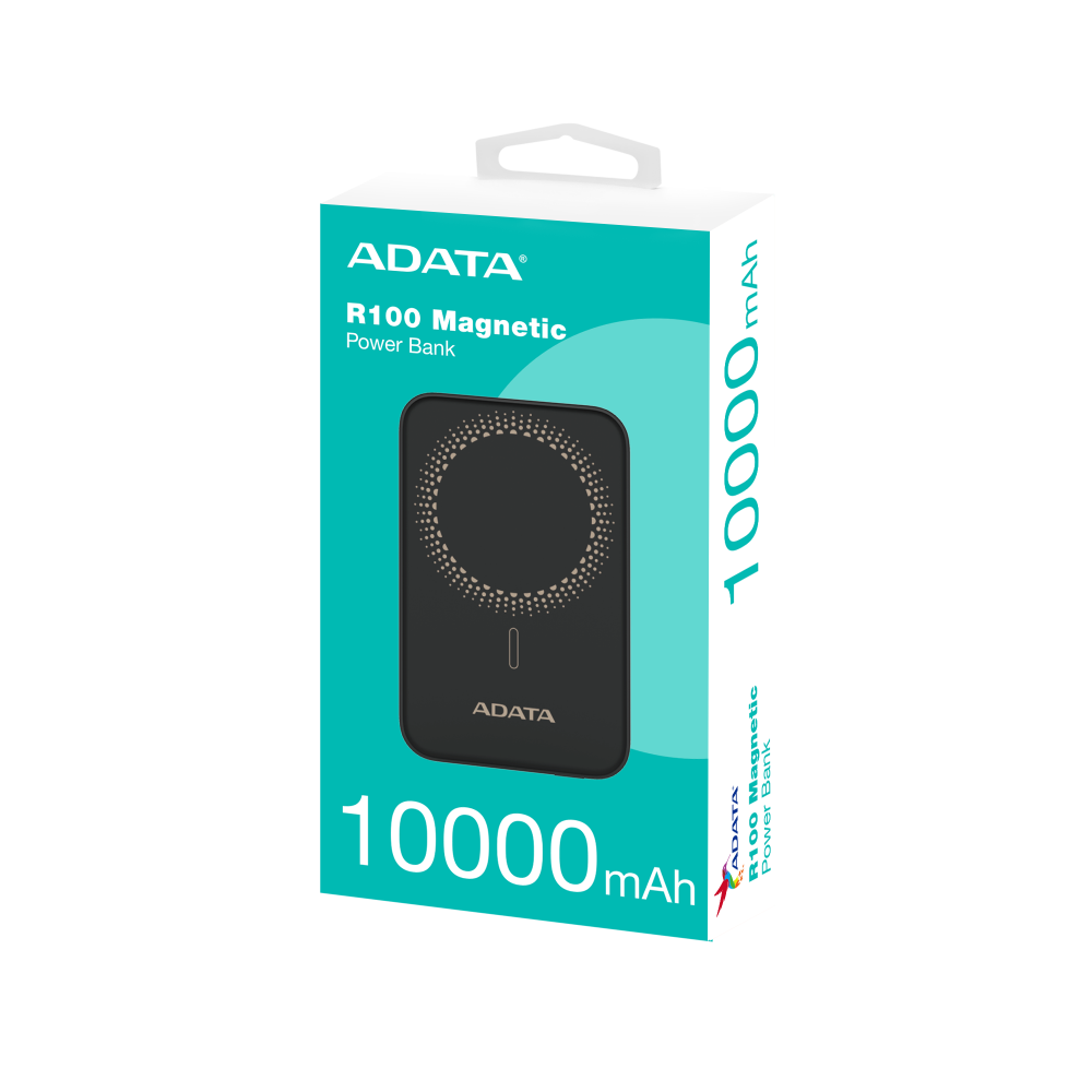 Bateria De Respaldo Adata Power Bank MagnÉtico Pr100 10000 Mah / Usb-c / Carga InalÁmbrica / Negro (pr100-12bk)