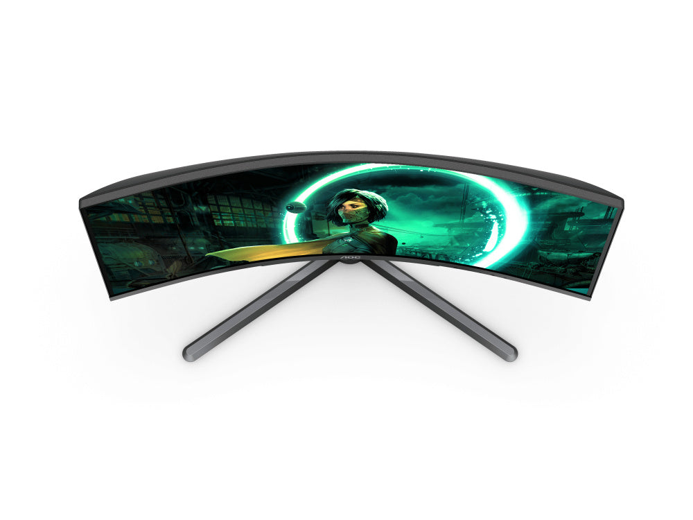Monitor Aoc Gamer Curvo 31.5 Panel Va / 165 Hz / T. De R. 1 Ms / Amd Free Sync / Color Negro Y Rojo / 2 Hdmi / Vga / Displayport / Aspecto 16:9 / Resolucion 1920 X 1080 / Brillo 250 Cd/m2 / 100x100mm