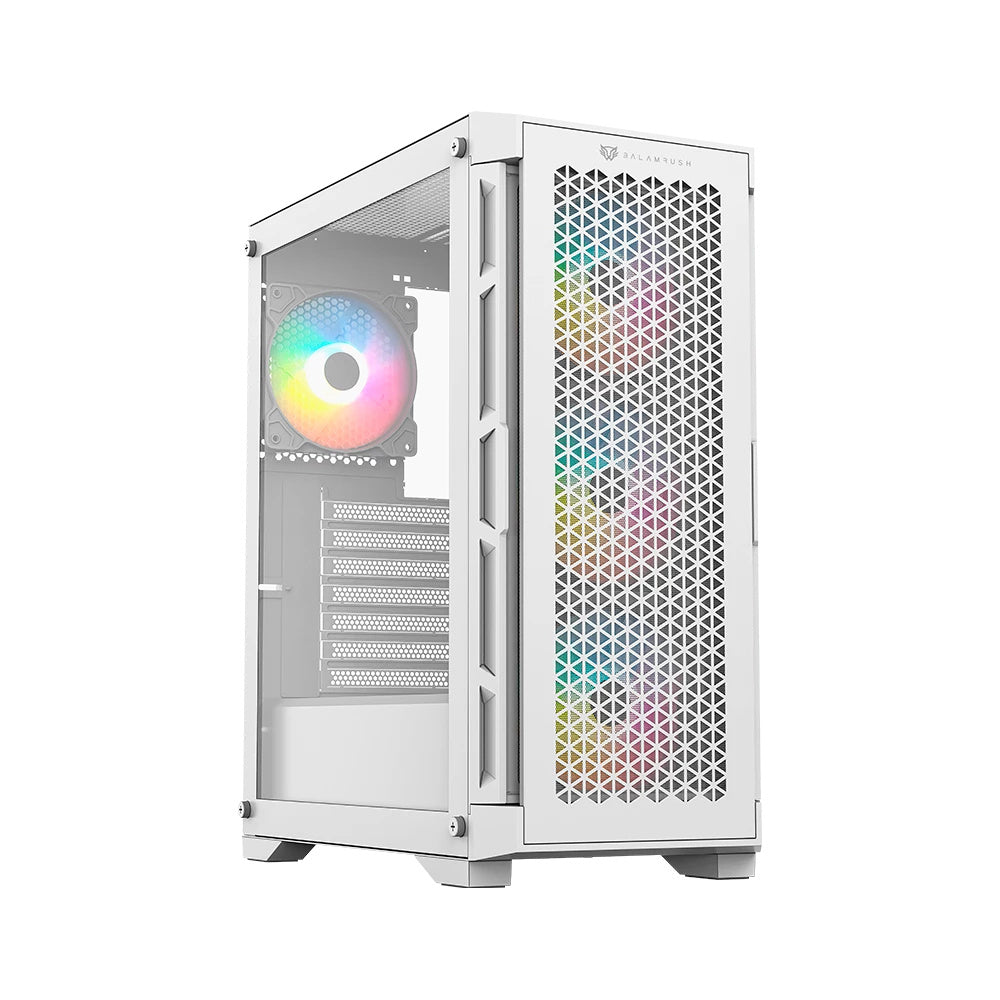 Gabinete Gamer Balam Rush Carbono Twin Mate 5000 / Media Torre / Atx,micro-atx, Mini-atx / 4 Ventiladores Argb / Panel Izq Cristal + Frente Intercambiable Cristal- Mesh / Blanco / Br-938846