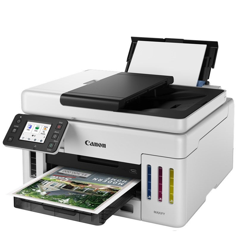 Multifuncional Canon Maxify Gx6110, Tinta Continua Con FunciÓn InalÁmbrica, 45 Ppm En Negro Y 25 Ppm A Color, ImpresiÓn, Copia Y EscÁner, Wi-fi, Usb, Ethemet, Cama Plana Y Adf De 50 Hojas,