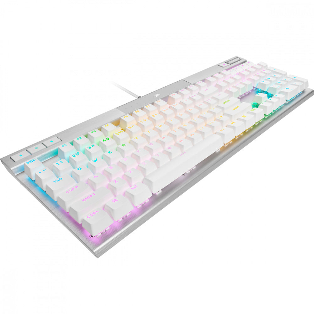 Teclado Corsair K70 Rgb Pro/ Óptico-mecÁnico/ Led Rgb Retroiluminado /corsair Opx/blanco/ Teclas Pbt Blancas/ (ch-910951a-na)