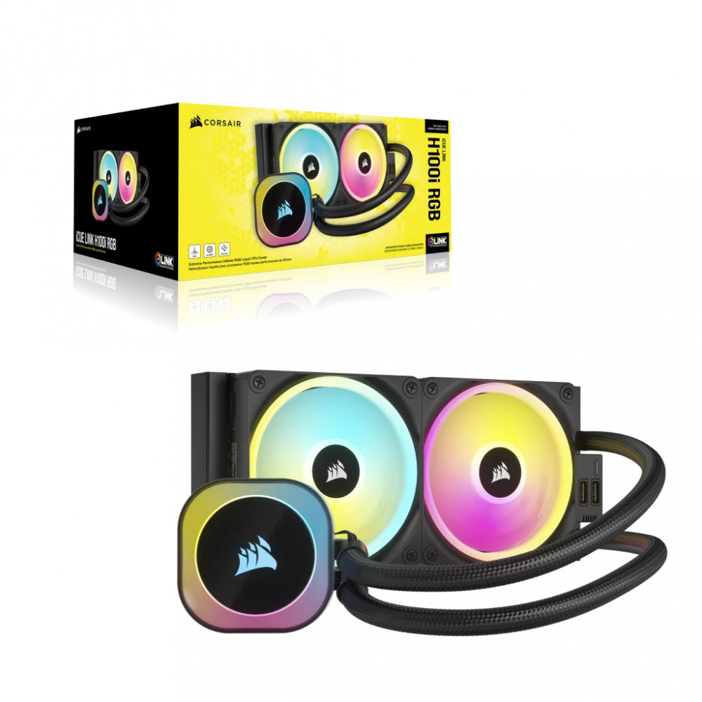 Disipador Con Enfriamiento Liquido Corsair Icue Link H100i/ 240 Mm/ S-1700 1200/ Am5 Am4/ Rgb Negro