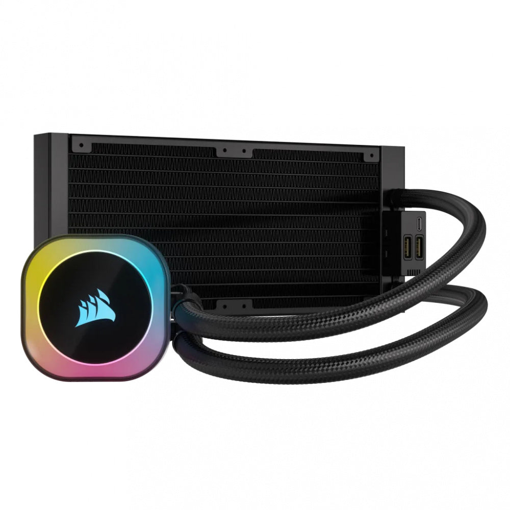 Disipador Con Enfriamiento Liquido Corsair Icue Link H100i/ 240 Mm/ S-1700 1200/ Am5 Am4/ Rgb Negro