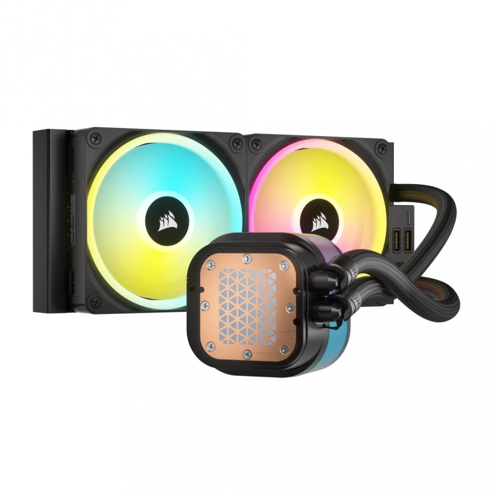 Disipador Con Enfriamiento Liquido Corsair Icue Link H100i/ 240 Mm/ S-1700 1200/ Am5 Am4/ Rgb Negro