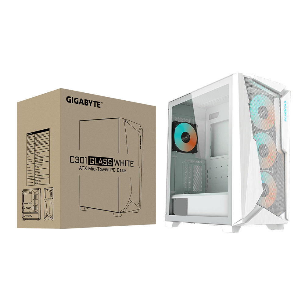 Gabinete Gaming Gigabyte C301gw / Media Torre / Atx/micro Atx/mini Itx/ Blanco/ Sin Fuente/pc/gamer