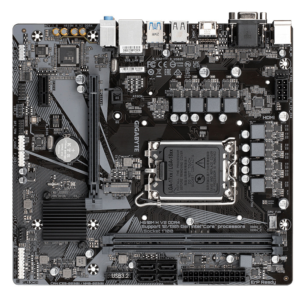 Mb Gigabyte H610 Intel S-1700 13a/12a Gen/2xddr4 3200mhz/pcie 4.0 X 16/hdmi/4xusb 3.2/m.2/micro Atx/gama Basica