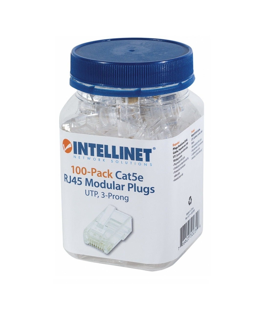 Plug Rj45,intellinet,502399, Cat 5e Utp Solido 100 Pzas