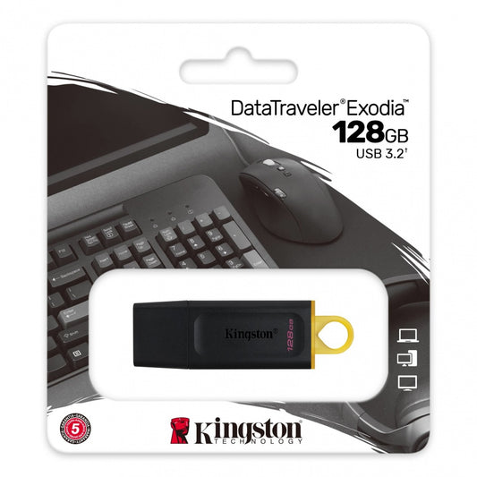 Memoria Flash Usb Kingston Data Traveler Exodia 128gb Gen 1 3.2 Negro + Amarillo (dtx/128gb)