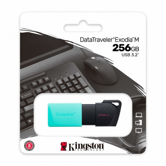 Memoria Flash Usb Kingston Data Traveler Exodia M 256gb Gen 1 3.2 Gen 1 C/tapa MÓvil Negro + Verde Ocean (dtxm/256gb)