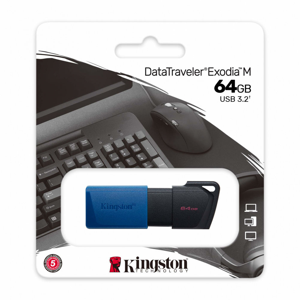 Memoria Flash Usb Kingston Data Traveler Exodia M 64gb Gen 1 3.2 Gen 1 C/tapa MÓvil Negro + Azul (dtxm/64gb)