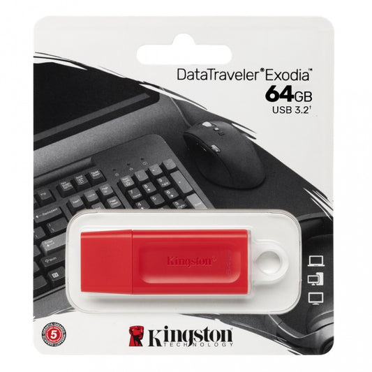 Memoria Flash Usb Kingston Data Traveler Exodia 64gb Gen 1 3.2 Tipo A Rojo Kc-u2g64-7gr