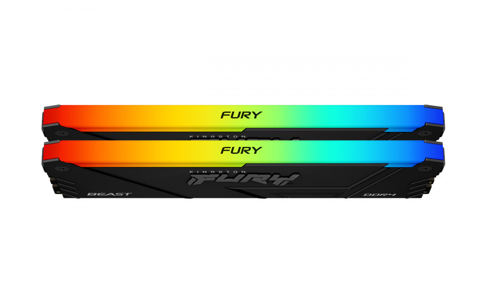 Memoria Ram Kingston Dimm Ddr4 16gb 2x8gb 3200mt/s Fury Beast Black Rgb Xmp Cl16 288pin 1.35v C/disipador De Calor