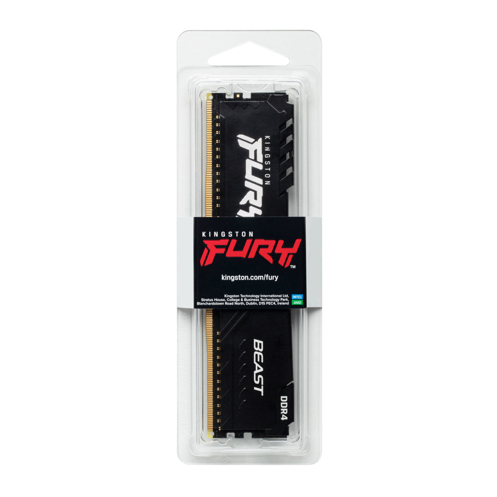 Memoria Ram Kingston Dimm Ddr4 32gb 3600mt/s Fury Beast Black Xmp Cl18 288pin 1.35v C/disipador De Calor
