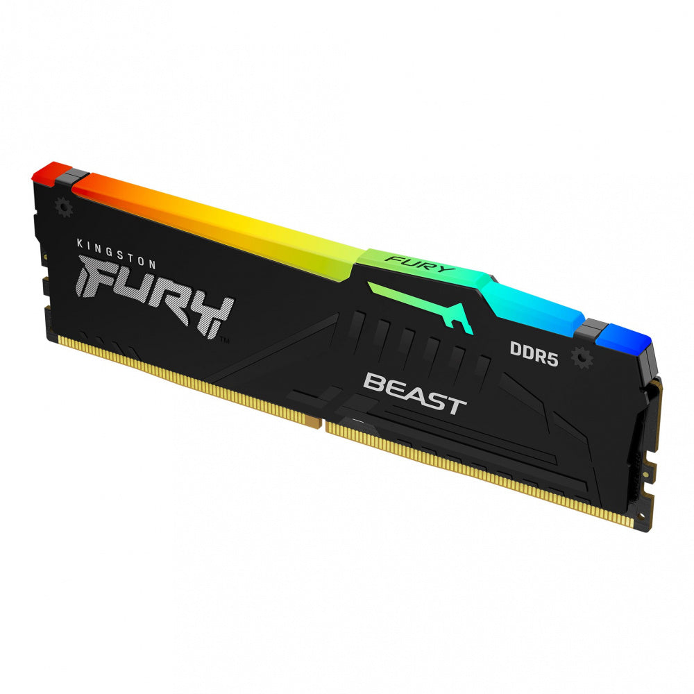 Memoria Ram Kingston Dimm Ddr5 16gb 6000mt/s Fury Beast White Expo Rgb Cl30 288pin 1.4v C/disipador De Calor