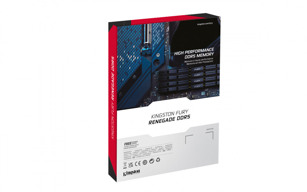 Memoria Ram Kingston Dimm Ddr5 48gb 6000mt/s Fury Renegade Silver Xmp Cl32 288pin 1.35v C/disipador De Calor P/pc/gamer/alto Rendimiento Kf560c32rs-48