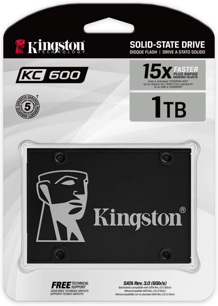 Unidad De Estado Solido Kingston Interno Kc600 1.024gb 2.5 Sata3 7mm Lect.550/escrit.520mb/s Nand 3d Tlc Pc/laptop Skc600/1024g